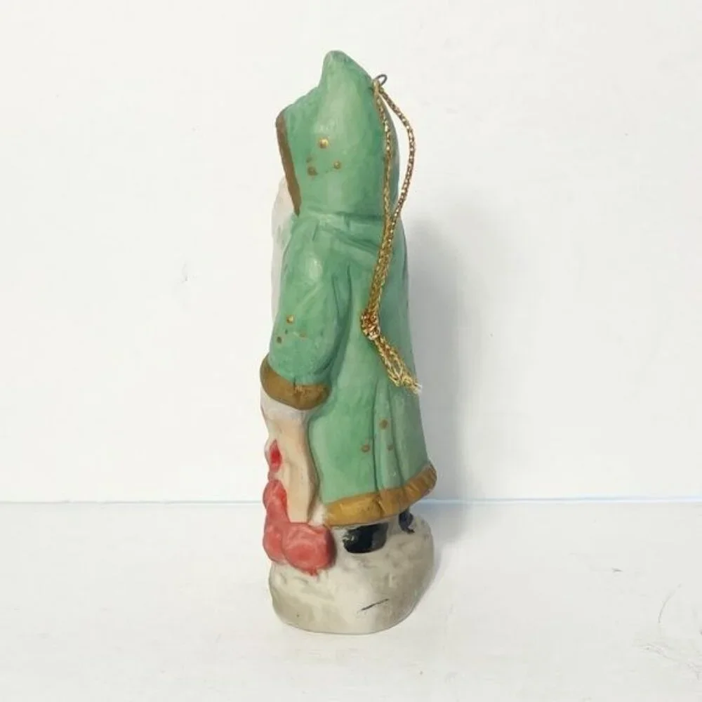 Vintage Memories of Santa Christmas Ornament Santa, Bag, Apples 1850